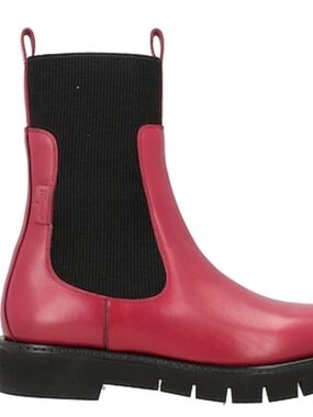 Salvatore Ferragamo Red and Black Leather Chelsea Ankle Boots